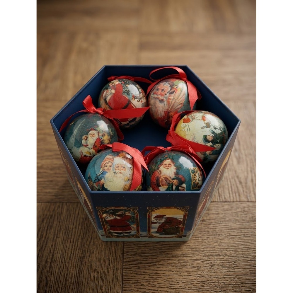 Twelve Antique Santas Christmas Ornaments Set of 12 Vintage